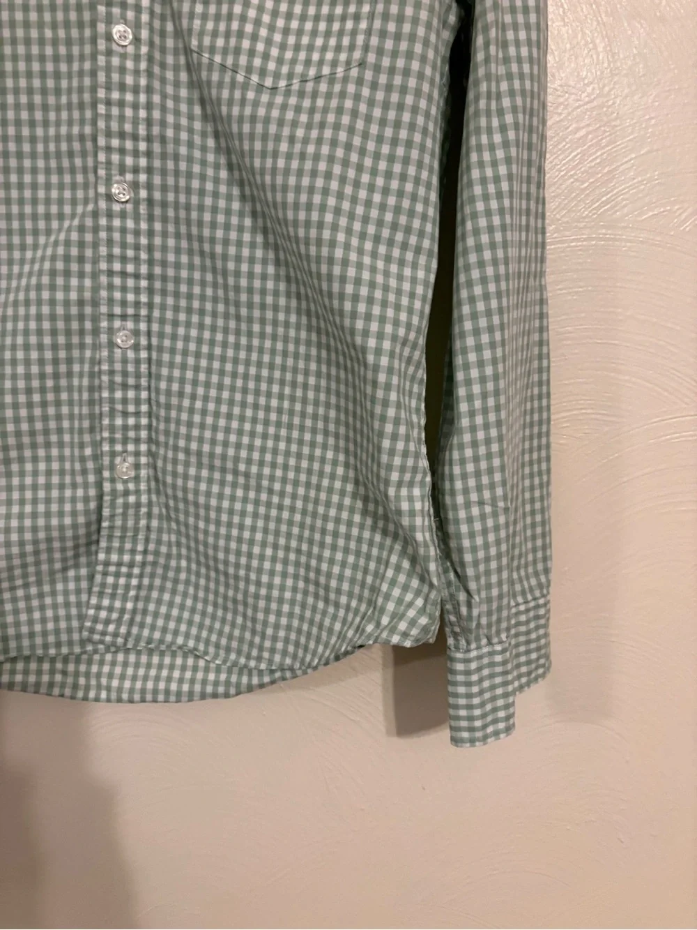 J.Crew Mens M Slim Fit Green Gingham Button Down Shirt 100% Cotton